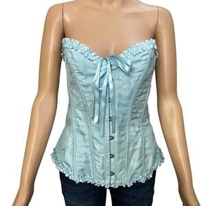 Satin Lingerie Corset Top Medium Strapless Floral Jacquard Regencycore Coquette